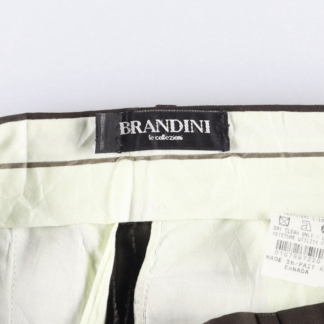 Vintage 90'S BRANDINI two-pleat slacks, made in Canada, men's size W32. polyester brown type Vintage Second Hand