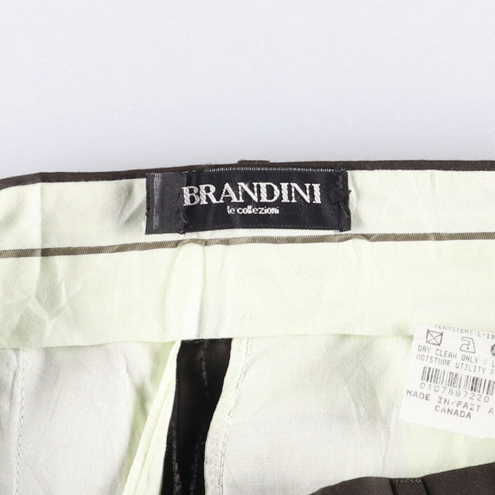 Vintage 90'S BRANDINI two-pleat slacks, made in Canada, men's size W32. polyester brown type Vintage Second Hand