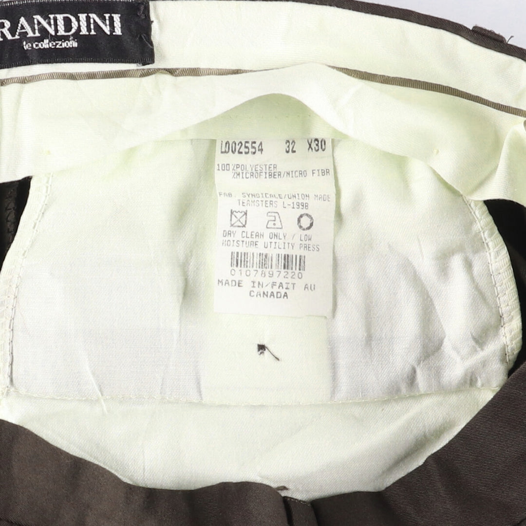Vintage 90'S BRANDINI two-pleat slacks, made in Canada, men's size W32. polyester brown type Vintage Second Hand