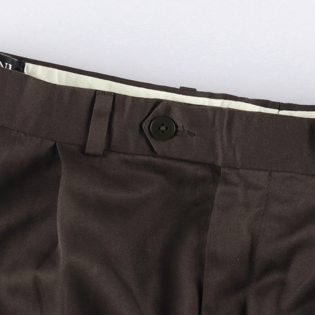 Vintage 90'S BRANDINI two-pleat slacks, made in Canada, men's size W32. polyester brown type Vintage Second Hand