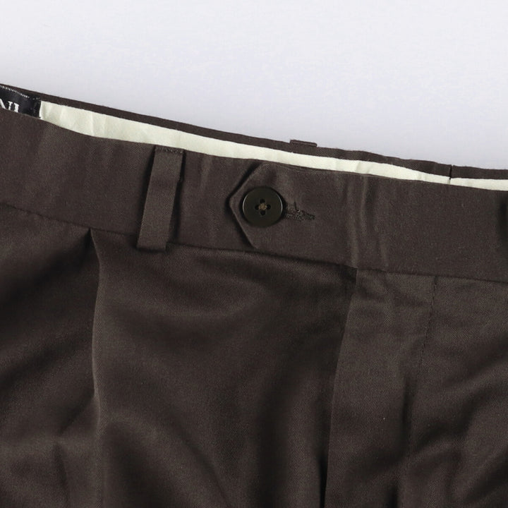 Vintage 90'S BRANDINI two-pleat slacks, made in Canada, men's size W32. polyester brown type Vintage Second Hand