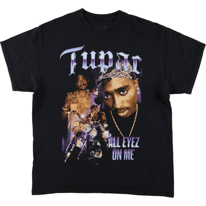 2pac Rap T-shirt, Men's L size cotton black type Vintage Second Hand