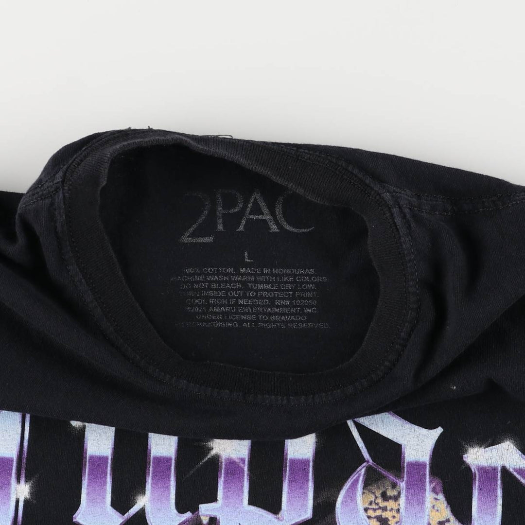 2pac Rap T-shirt, Men's L size cotton black type Vintage Second Hand