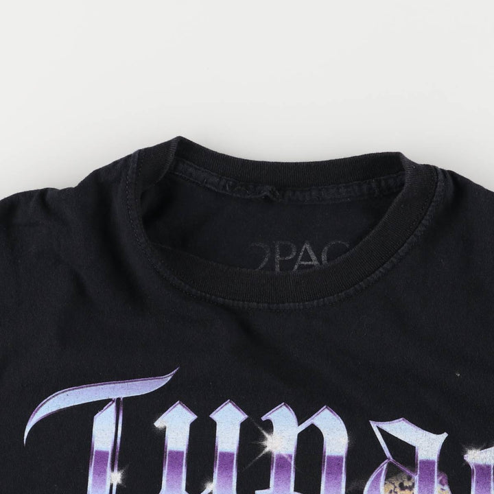 2pac Rap T-shirt, Men's L size cotton black type Vintage Second Hand