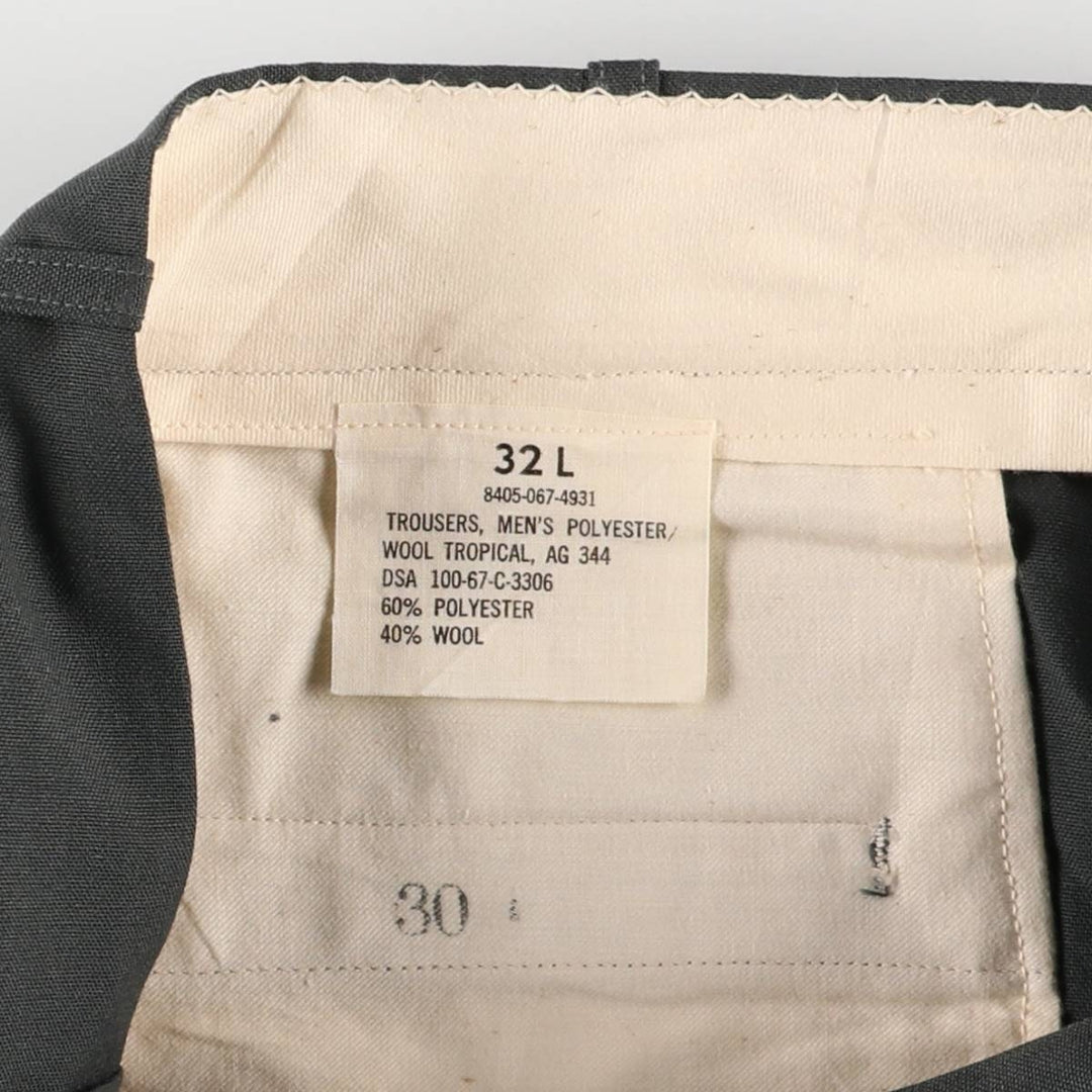 Vintage 1960'S military dress pants/slacks, made in the USA, size 32L, men's size W32. polyester Green type dark green Vintage Second Hand