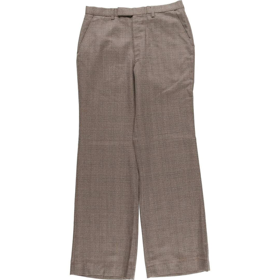 Vintage St. Michael check pattern flared pants from the 1970s-1980s, made in England, men's size W32. polyester brown type Vintage Second Hand
