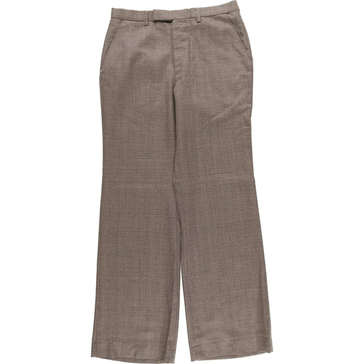 Vintage St. Michael check pattern flared pants from the 1970s-1980s, made in England, men's size W32. polyester brown type Vintage Second Hand