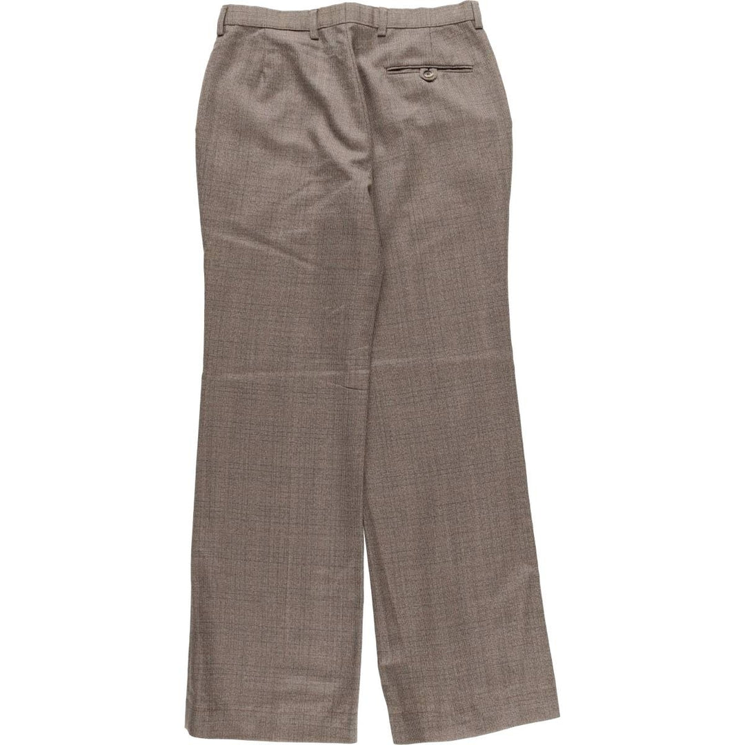 Vintage St. Michael check pattern flared pants from the 1970s-1980s, made in England, men's size W32. polyester brown type Vintage Second Hand