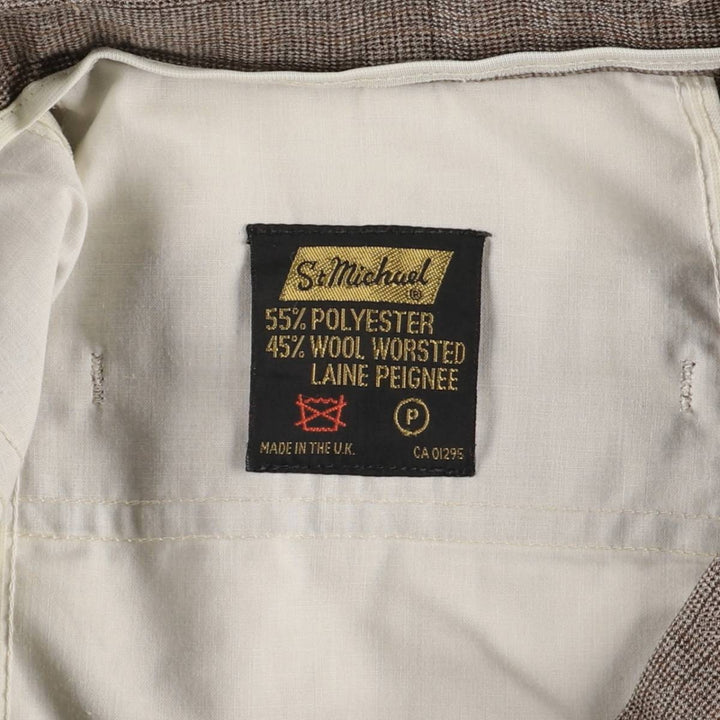Vintage St. Michael check pattern flared pants from the 1970s-1980s, made in England, men's size W32. polyester brown type Vintage Second Hand