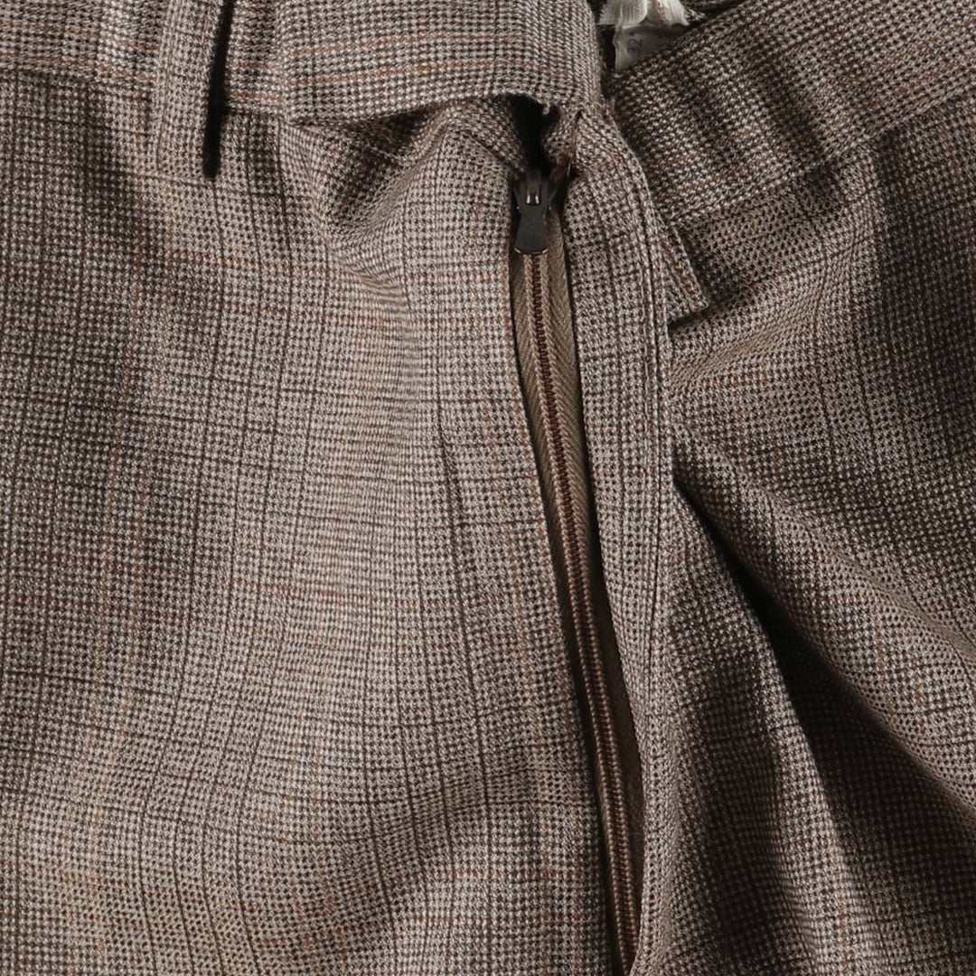 Vintage St. Michael check pattern flared pants from the 1970s-1980s, made in England, men's size W32. polyester brown type Vintage Second Hand