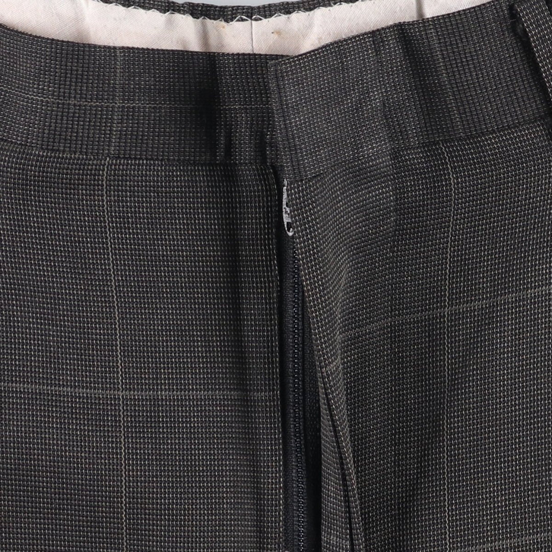 90'S Vintage Check Pattern Three-pleat Men's Slacks, Size W32 unclear gray type Vintage Second Hand