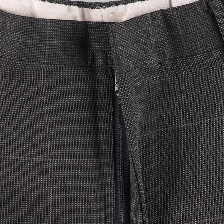 90'S Vintage Check Pattern Three-pleat Men's Slacks, Size W32 unclear gray type Vintage Second Hand