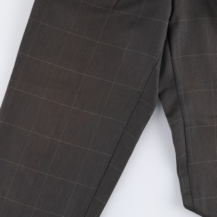 90'S Vintage Check Pattern Three-pleat Men's Slacks, Size W32 unclear gray type Vintage Second Hand