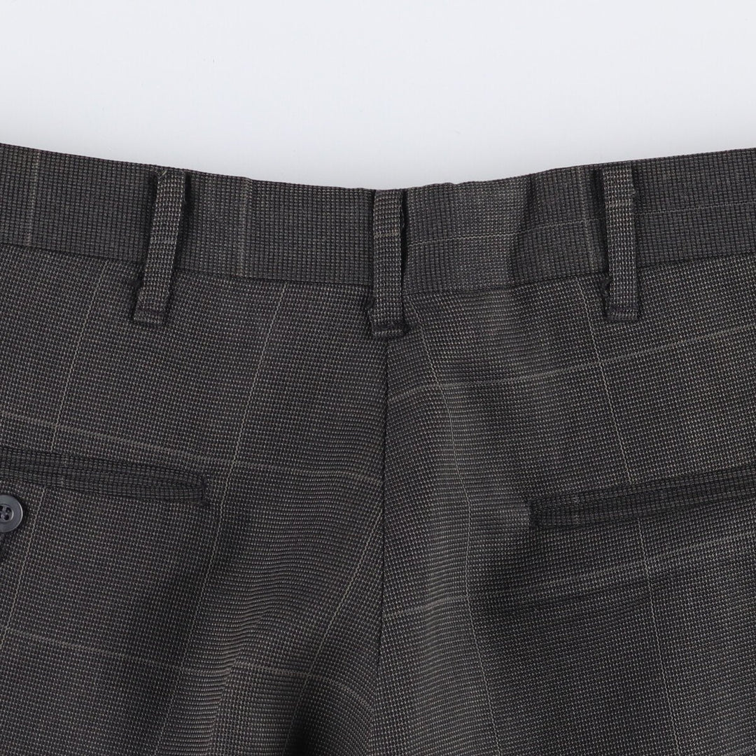 90'S Vintage Check Pattern Three-pleat Men's Slacks, Size W32 unclear gray type Vintage Second Hand