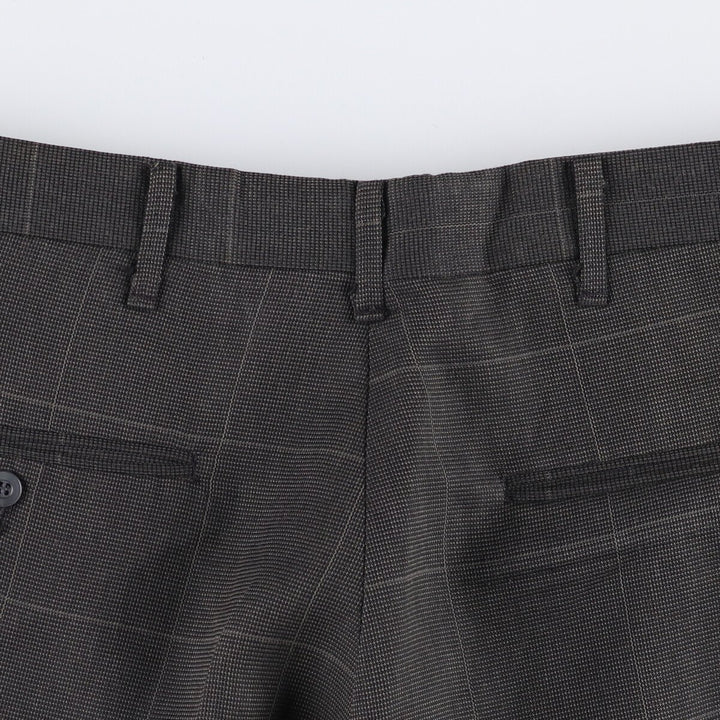 90'S Vintage Check Pattern Three-pleat Men's Slacks, Size W32 unclear gray type Vintage Second Hand