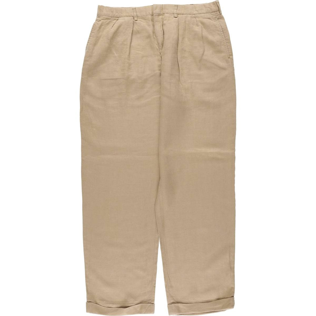 Ralph Lauren POLO by Ralph Lauren Two-pleat linen pants slacks for men, size W35 linen Beige type Vintage Second Hand