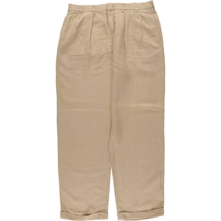Ralph Lauren POLO by Ralph Lauren Two-pleat linen pants slacks for men, size W35 linen Beige type Vintage Second Hand