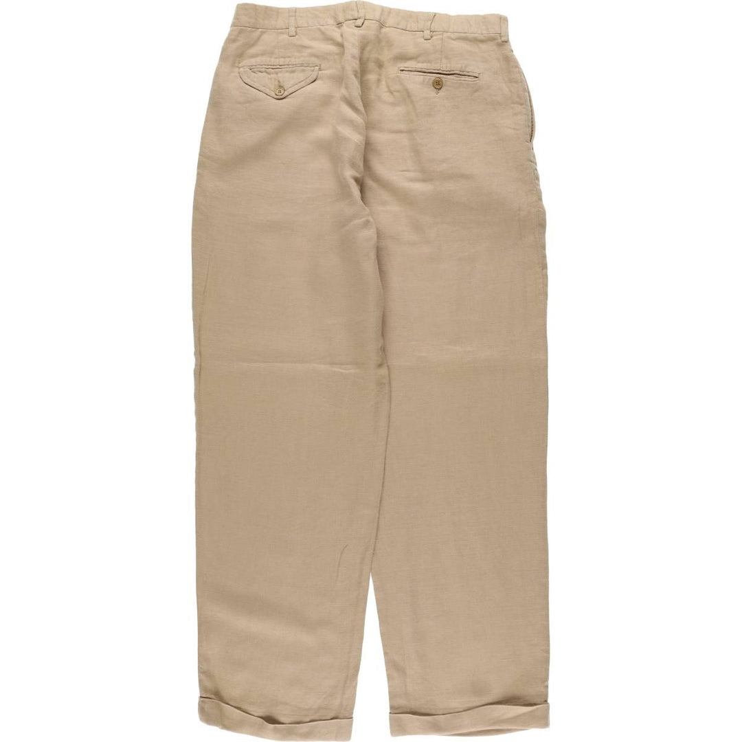 Ralph Lauren POLO by Ralph Lauren Two-pleat linen pants slacks for men, size W35 linen Beige type Vintage Second Hand