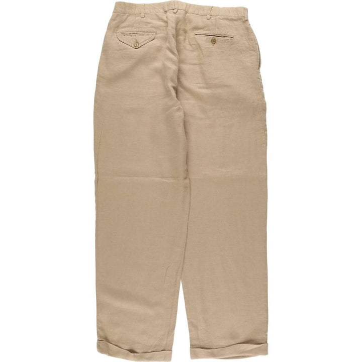 Ralph Lauren POLO by Ralph Lauren Two-pleat linen pants slacks for men, size W35 linen Beige type Vintage Second Hand