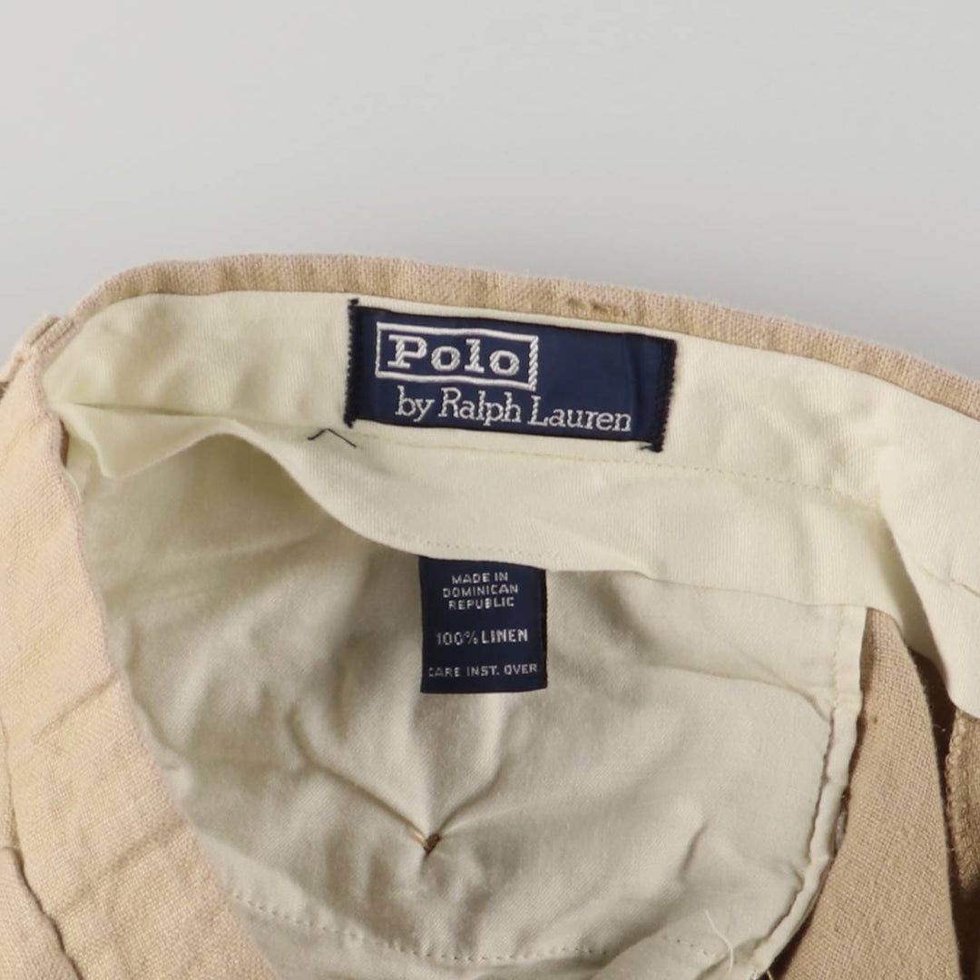 Ralph Lauren POLO by Ralph Lauren Two-pleat linen pants slacks for men, size W35 linen Beige type Vintage Second Hand