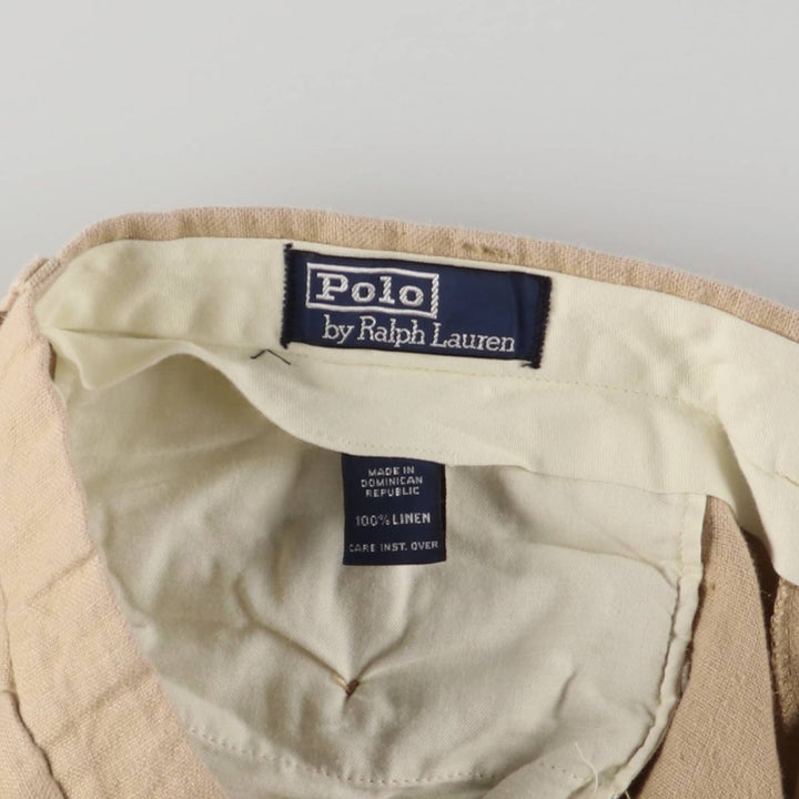 Ralph Lauren POLO by Ralph Lauren Two-pleat linen pants slacks for men, size W35 linen Beige type Vintage Second Hand
