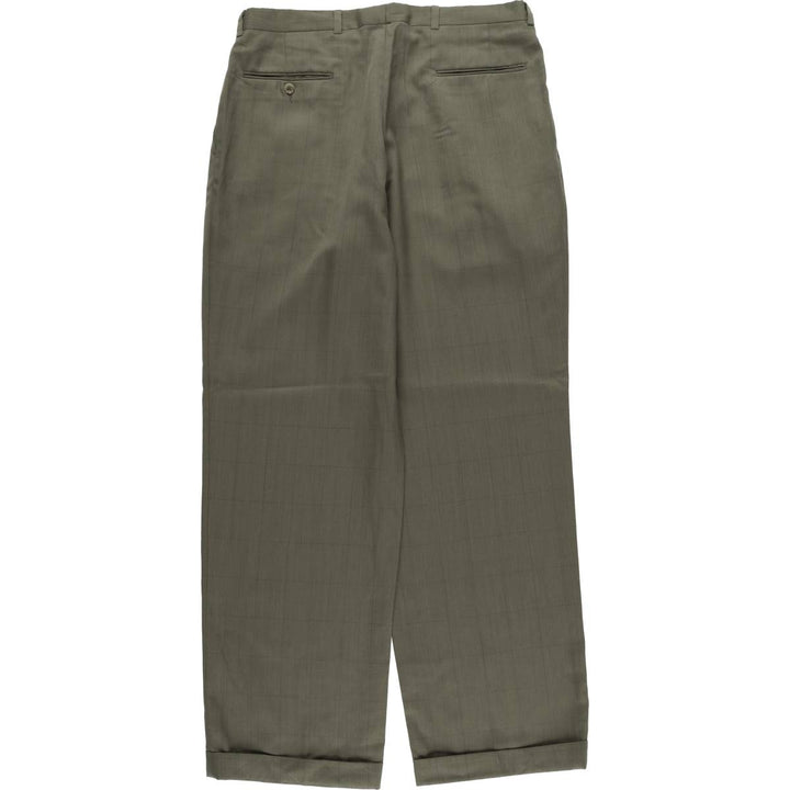 90'S Vintage Check Pattern Two-Pleated Slacks, Men's Size 34 unclear Khaki type Vintage Second Hand