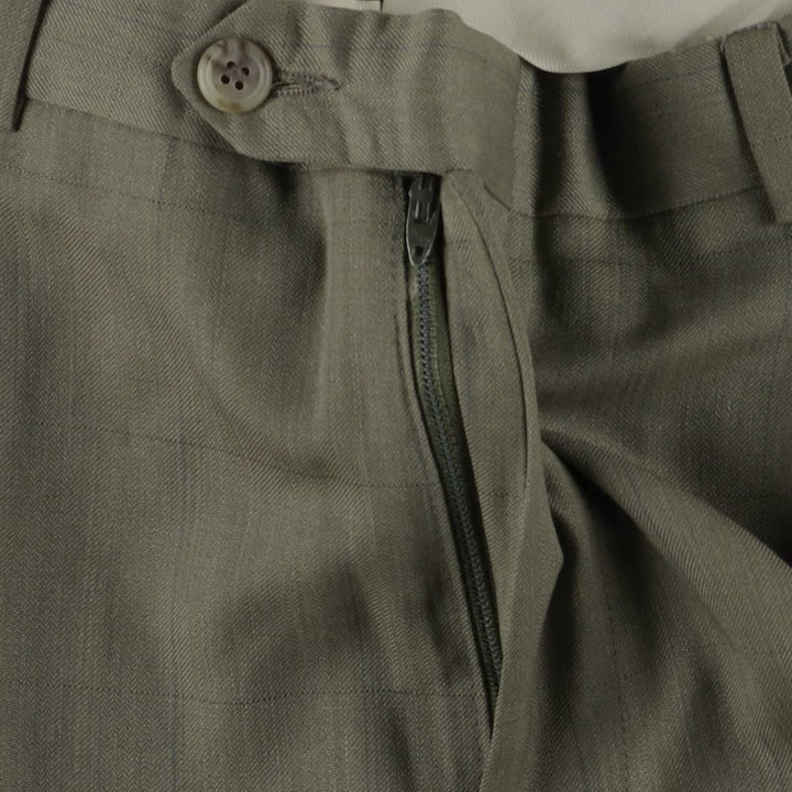 90'S Vintage Check Pattern Two-Pleated Slacks, Men's Size 34 unclear Khaki type Vintage Second Hand