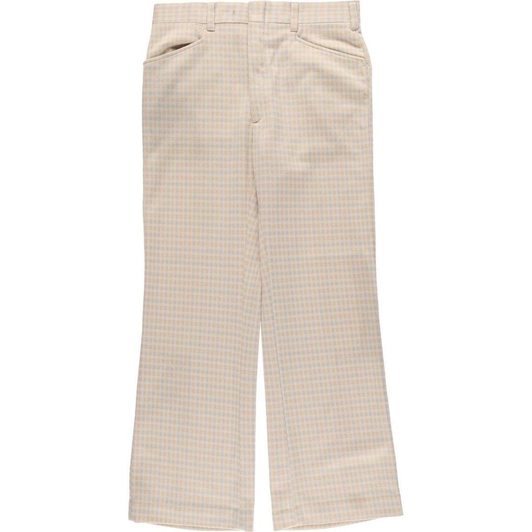Vintage 70s-80'S Haggar slacks, check pattern, flared pants, made in the USA, men's size W32. unclear Beige type Vintage Second Hand