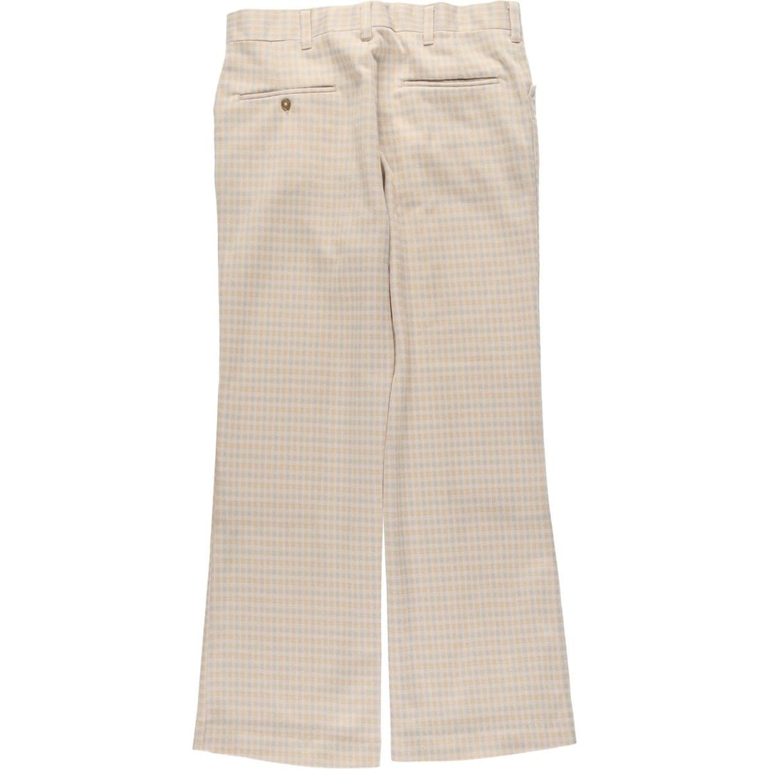 Vintage 70s-80'S Haggar slacks, check pattern, flared pants, made in the USA, men's size W32. unclear Beige type Vintage Second Hand