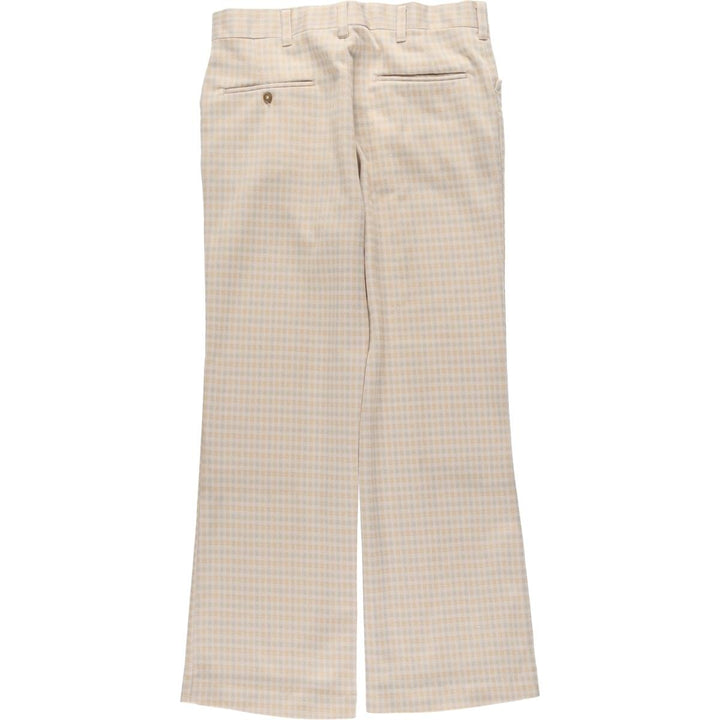 Vintage 70s-80'S Haggar slacks, check pattern, flared pants, made in the USA, men's size W32. unclear Beige type Vintage Second Hand