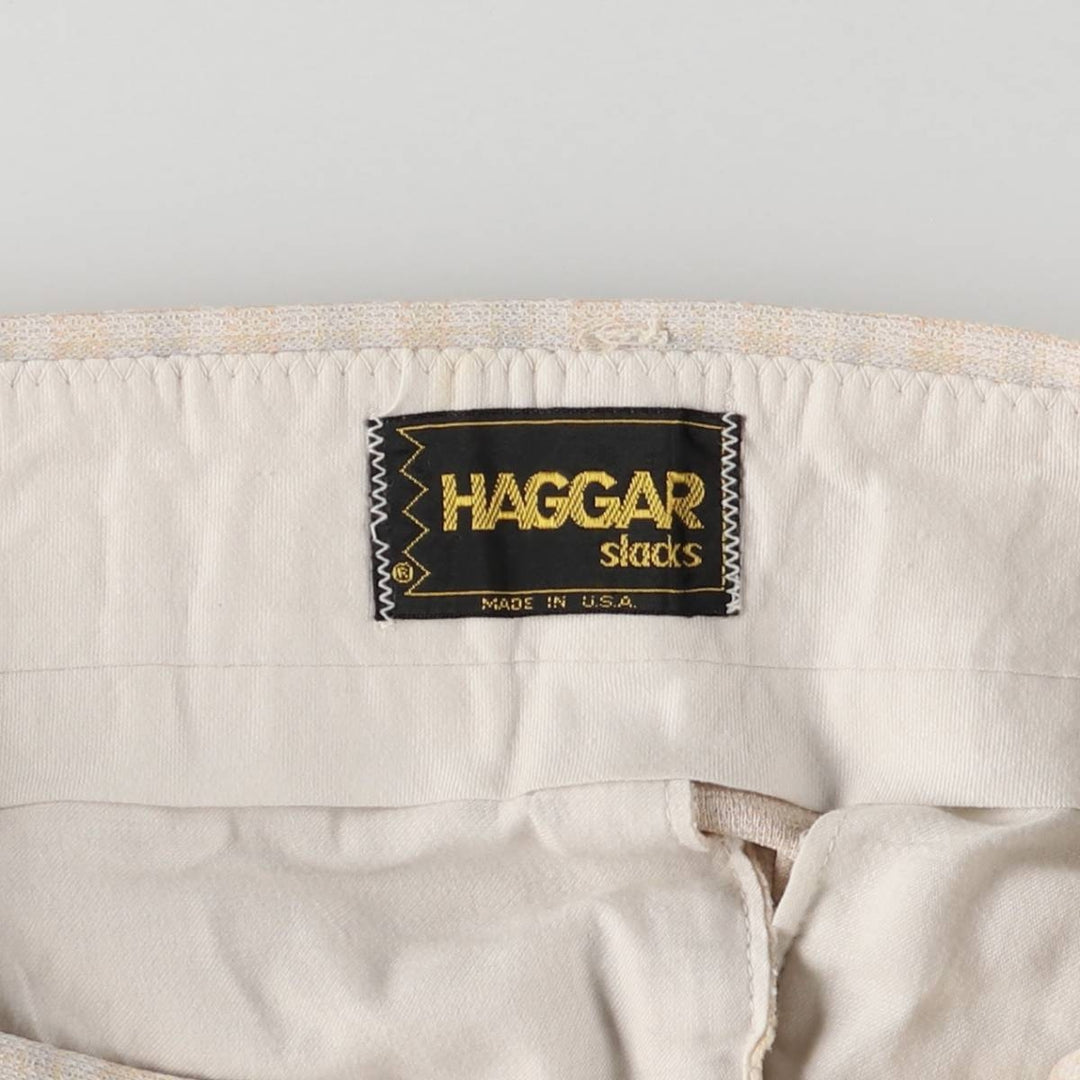Vintage 70s-80'S Haggar slacks, check pattern, flared pants, made in the USA, men's size W32. unclear Beige type Vintage Second Hand