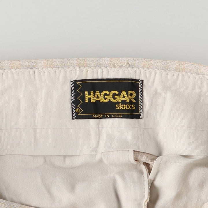 Vintage 70s-80'S Haggar slacks, check pattern, flared pants, made in the USA, men's size W32. unclear Beige type Vintage Second Hand