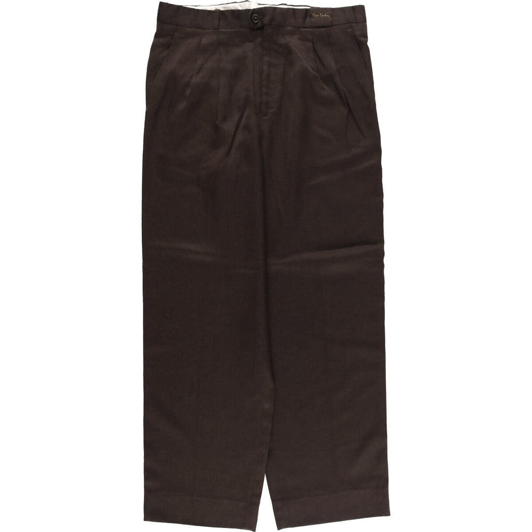 Pierre Cardin Paris two-pleat wool pants and slacks, made in Spain, men's size W34, vintage wool brown type Vintage Second Hand