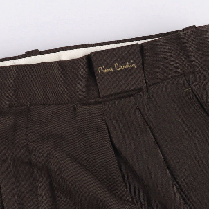 Pierre Cardin Paris two-pleat wool pants and slacks, made in Spain, men's size W34, vintage wool brown type Vintage Second Hand