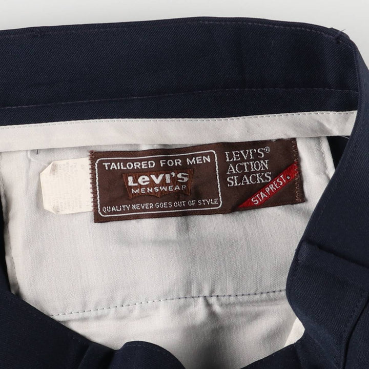 80'S Levi's ACTION SLACKS STA-PREST Sta-Prest slacks pants for men, size W34, vintage unclear navy blue type Vintage Second Hand