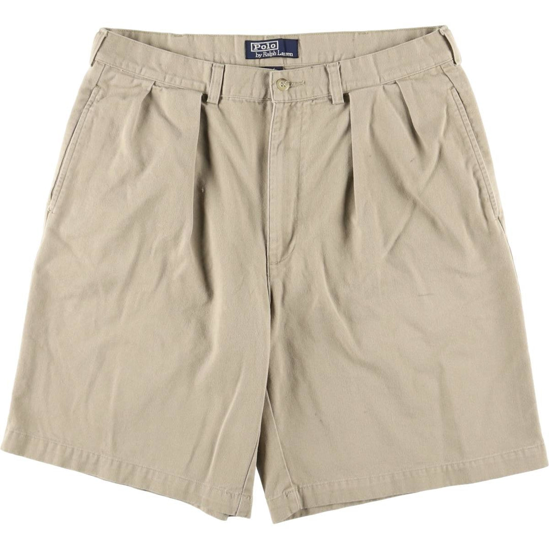 Ralph Lauren POLO by Ralph Lauren Two-pleat Chino Shorts, Men's Size W34 cotton Beige type Vintage Second Hand