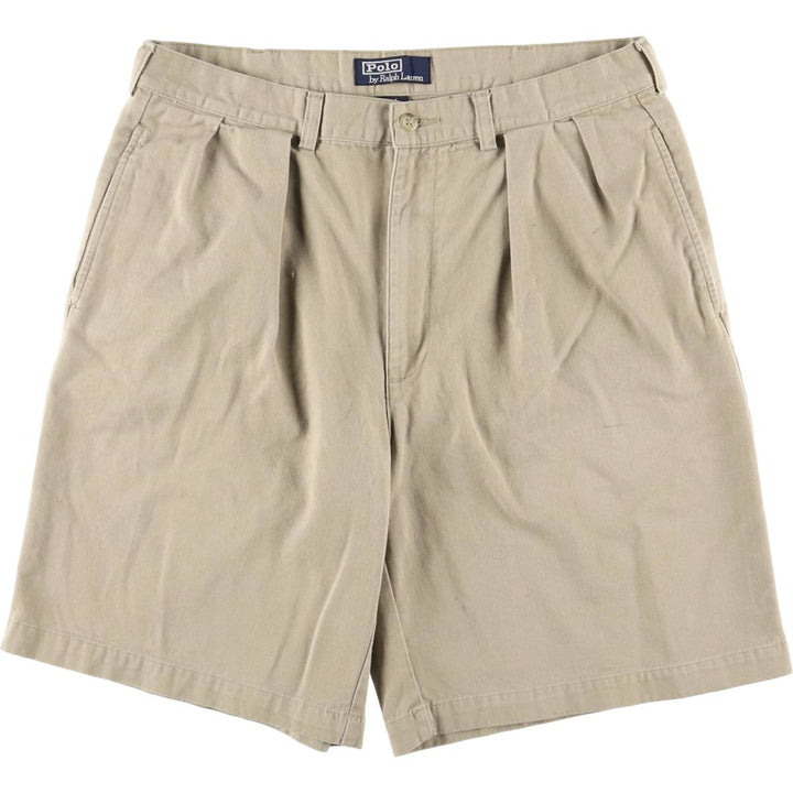 Ralph Lauren POLO by Ralph Lauren Two-pleat Chino Shorts, Men's Size W34 cotton Beige type Vintage Second Hand