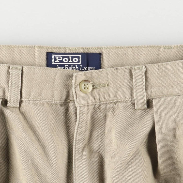 Ralph Lauren POLO by Ralph Lauren Two-pleat Chino Shorts, Men's Size W34 cotton Beige type Vintage Second Hand