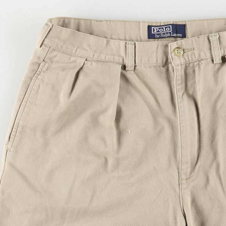 Ralph Lauren POLO by Ralph Lauren Two-pleat Chino Shorts, Men's Size W34 cotton Beige type Vintage Second Hand