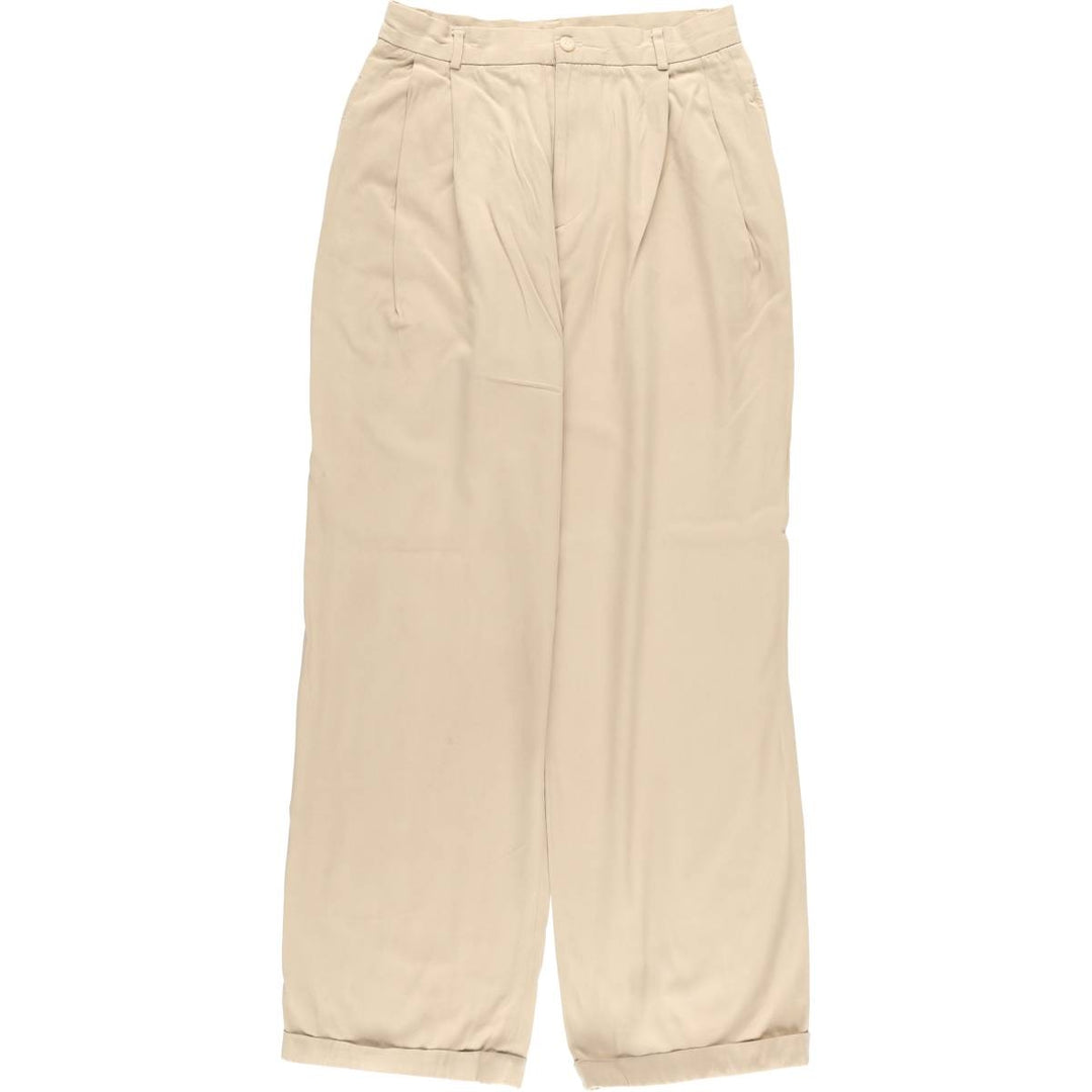 Ralph Lauren two-pleat cotton slacks, made in the USA, women's size L (w28). cotton Beige type Vintage Second Hand