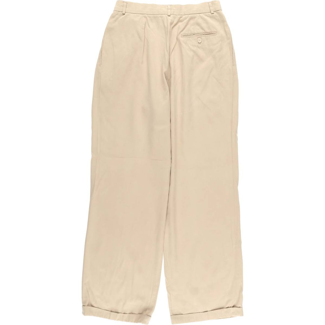 Ralph Lauren two-pleat cotton slacks, made in the USA, women's size L (w28). cotton Beige type Vintage Second Hand