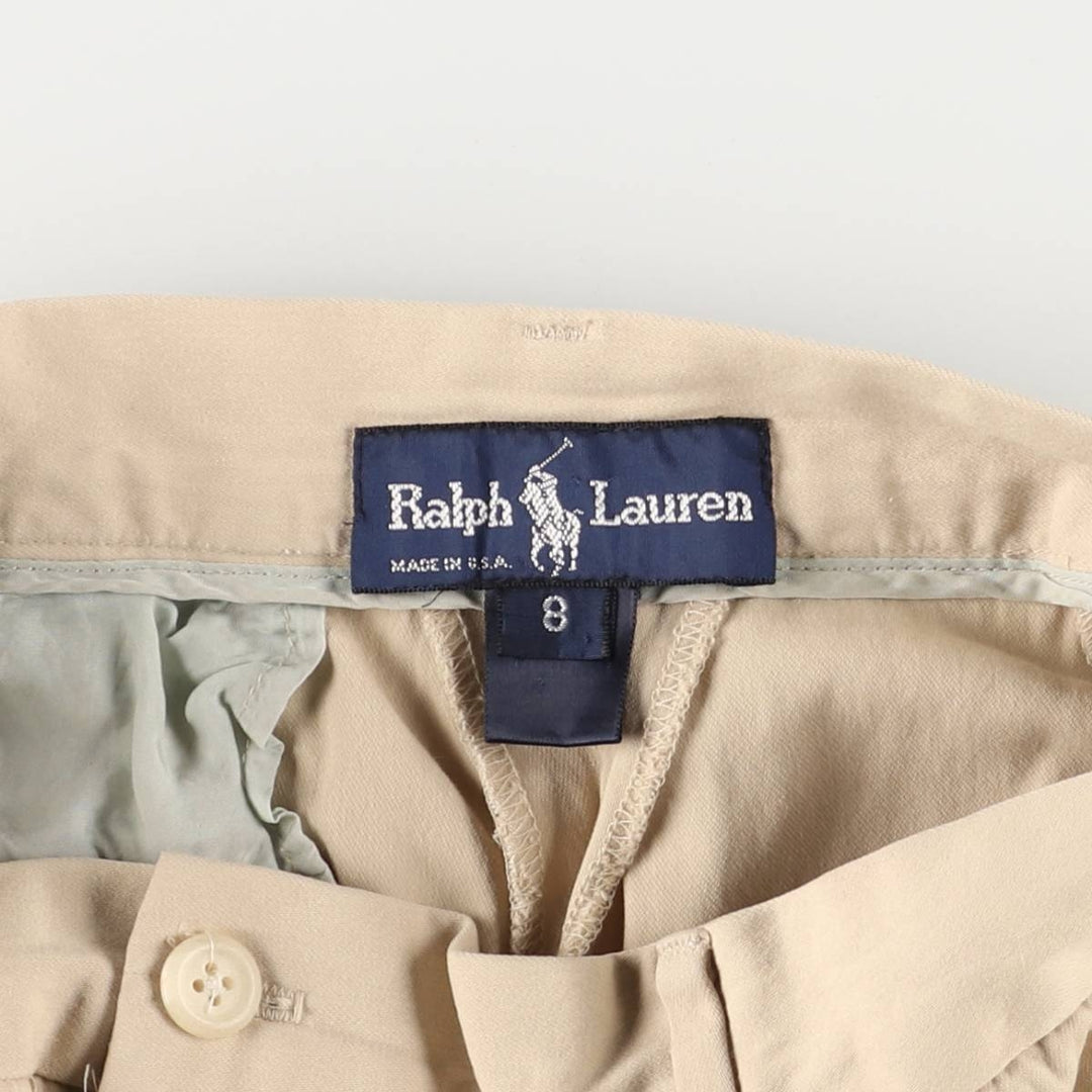 Ralph Lauren two-pleat cotton slacks, made in the USA, women's size L (w28). cotton Beige type Vintage Second Hand