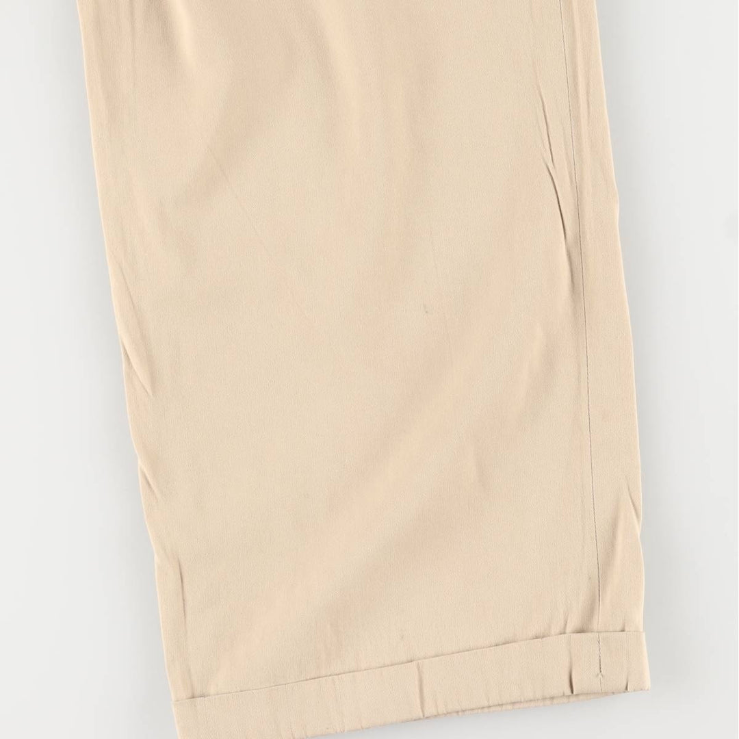 Ralph Lauren two-pleat cotton slacks, made in the USA, women's size L (w28). cotton Beige type Vintage Second Hand