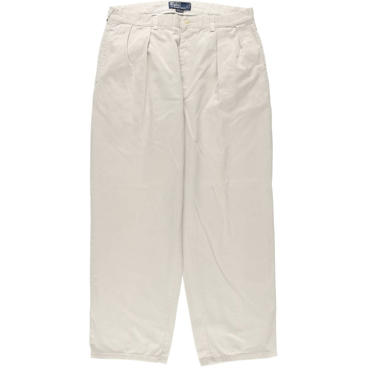 Ralph Lauren POLO by Ralph Lauren ANDREW PANT, two-pleat chino pants, men's, W35 equivalent cotton Beige type Vintage Second Hand