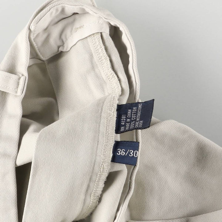 Ralph Lauren POLO by Ralph Lauren ANDREW PANT, two-pleat chino pants, men's, W35 equivalent cotton Beige type Vintage Second Hand