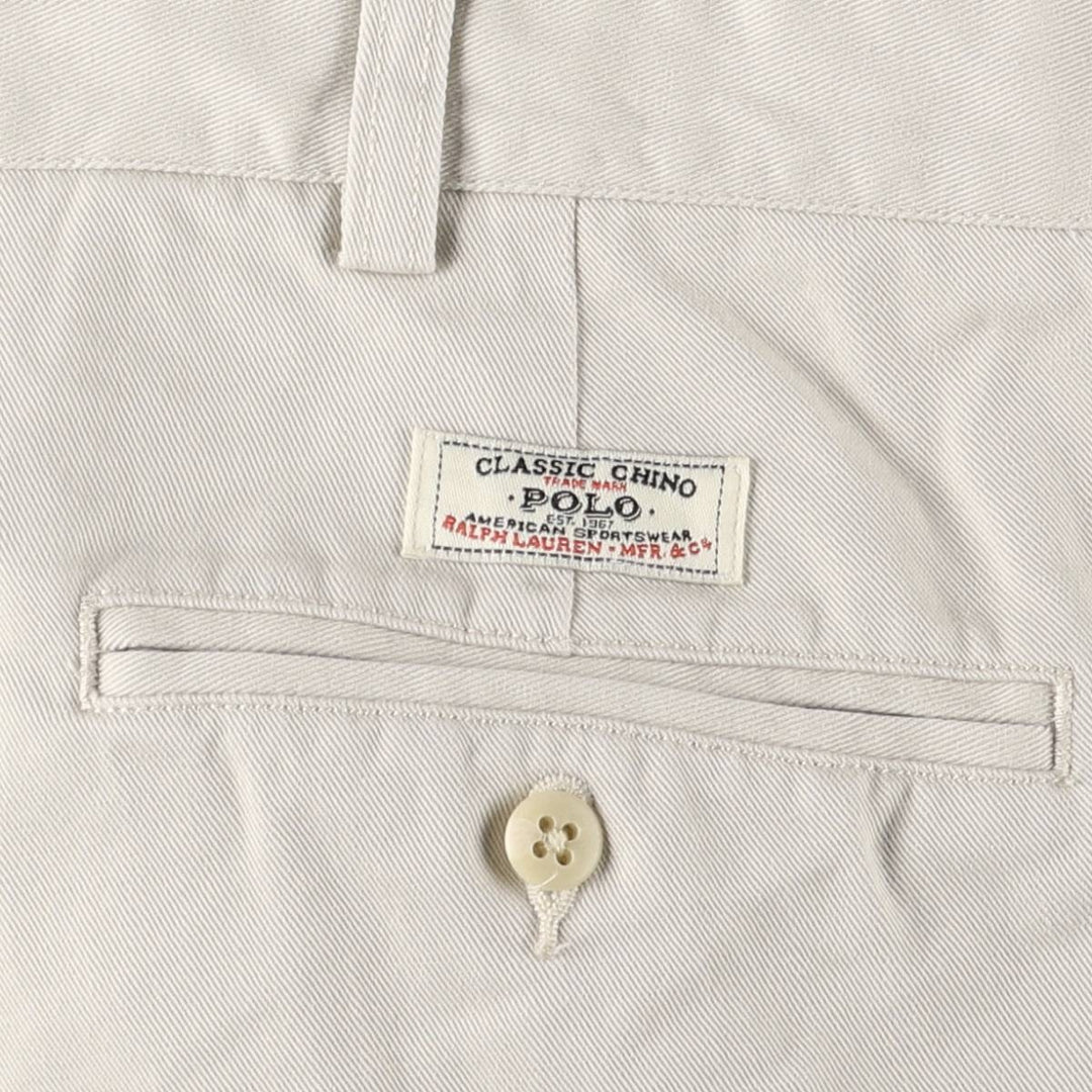 Ralph Lauren POLO by Ralph Lauren ANDREW PANT, two-pleat chino pants, men's, W35 equivalent cotton Beige type Vintage Second Hand