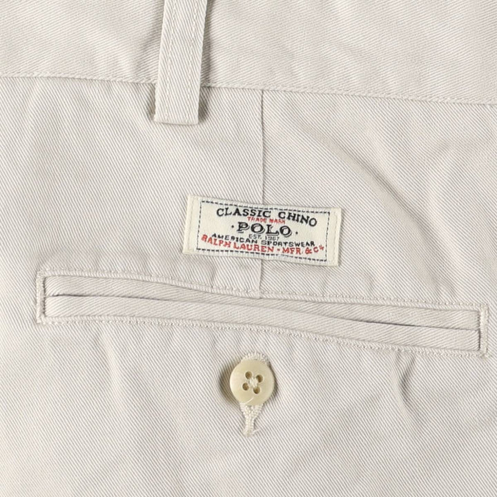 Ralph Lauren POLO by Ralph Lauren ANDREW PANT, two-pleat chino pants, men's, W35 equivalent cotton Beige type Vintage Second Hand