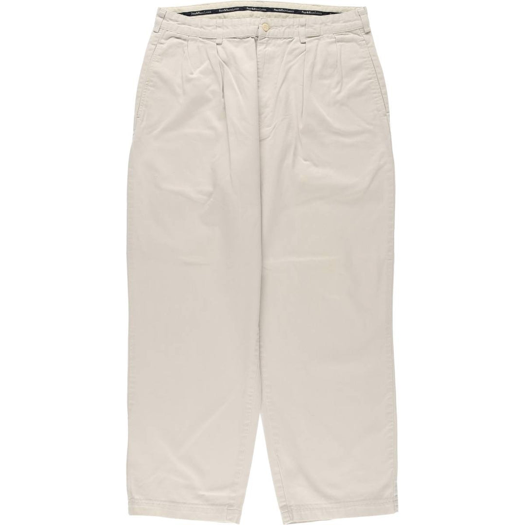 Ralph Lauren Polo Ralph Lauren Two-pleat Chino Pants, Made in USA, Men's, Size W34 cotton Beige type Vintage Second Hand