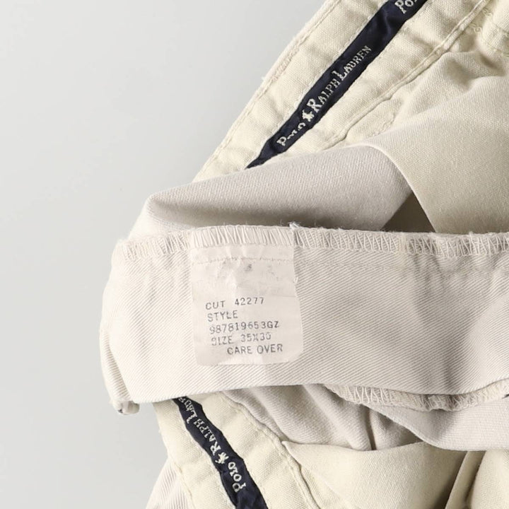 Ralph Lauren Polo Ralph Lauren Two-pleat Chino Pants, Made in USA, Men's, Size W34 cotton Beige type Vintage Second Hand