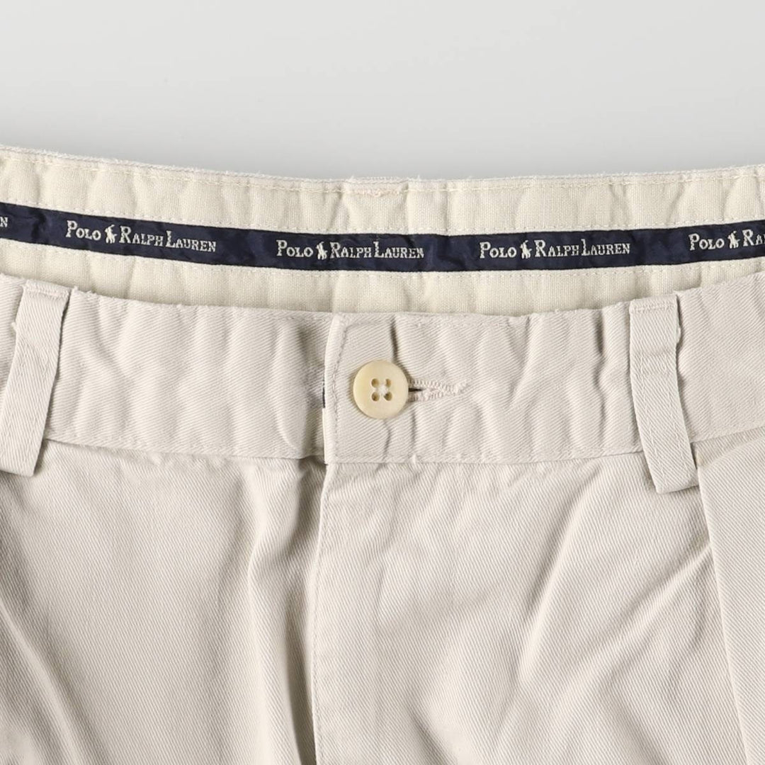 Ralph Lauren Polo Ralph Lauren Two-pleat Chino Pants, Made in USA, Men's, Size W34 cotton Beige type Vintage Second Hand